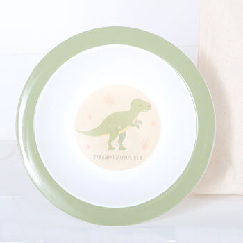 Dinosaur Green Dinner Set With Personalised Bag, 2 of 4