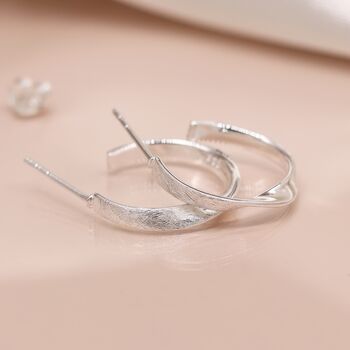 Sterling Silver Twisted Half Hoop Earrings, 3 of 8