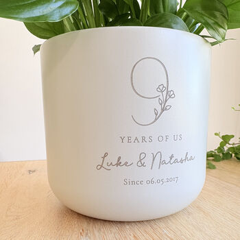 Personalised 9th Anniversary Plant Pot With Plant, 2 of 7