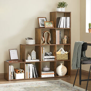 Cube Compartment Bookcase Staircase Shelf Storage Unit, 2 of 12