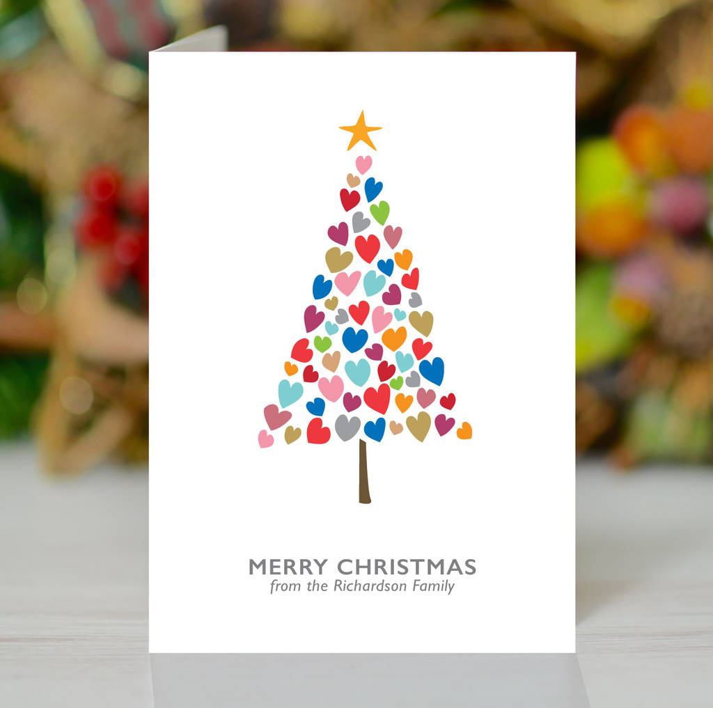 Christmas Tree Of Hearts Family Personalised Card Pack By Loveday Designs Notonthehighstreet Com