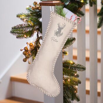 Personalised Grey Stag Christmas Stocking, 2 of 4