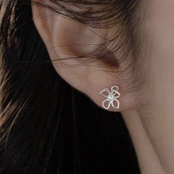 Sterling Silver Flower Petal Earrings, 4 of 6