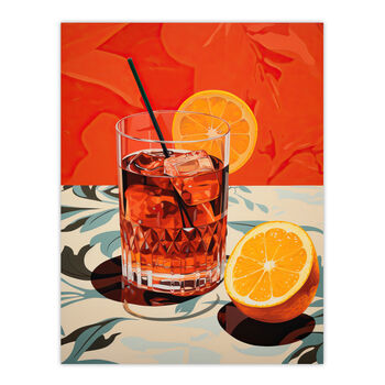 Negroni Nights Orange Cocktail Kitchen Wall Art Print, 6 of 6