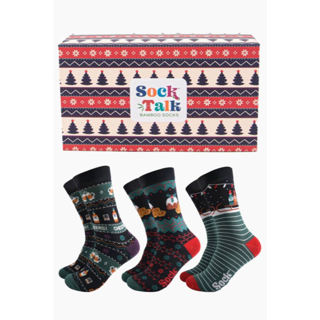 Festive Food And Drink Men's Bamboo Sock Gift Box, 1 of 4