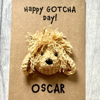 Personalised Dog Name Gotcha Day Crochet Birthday Card Handmade, 3 of 12