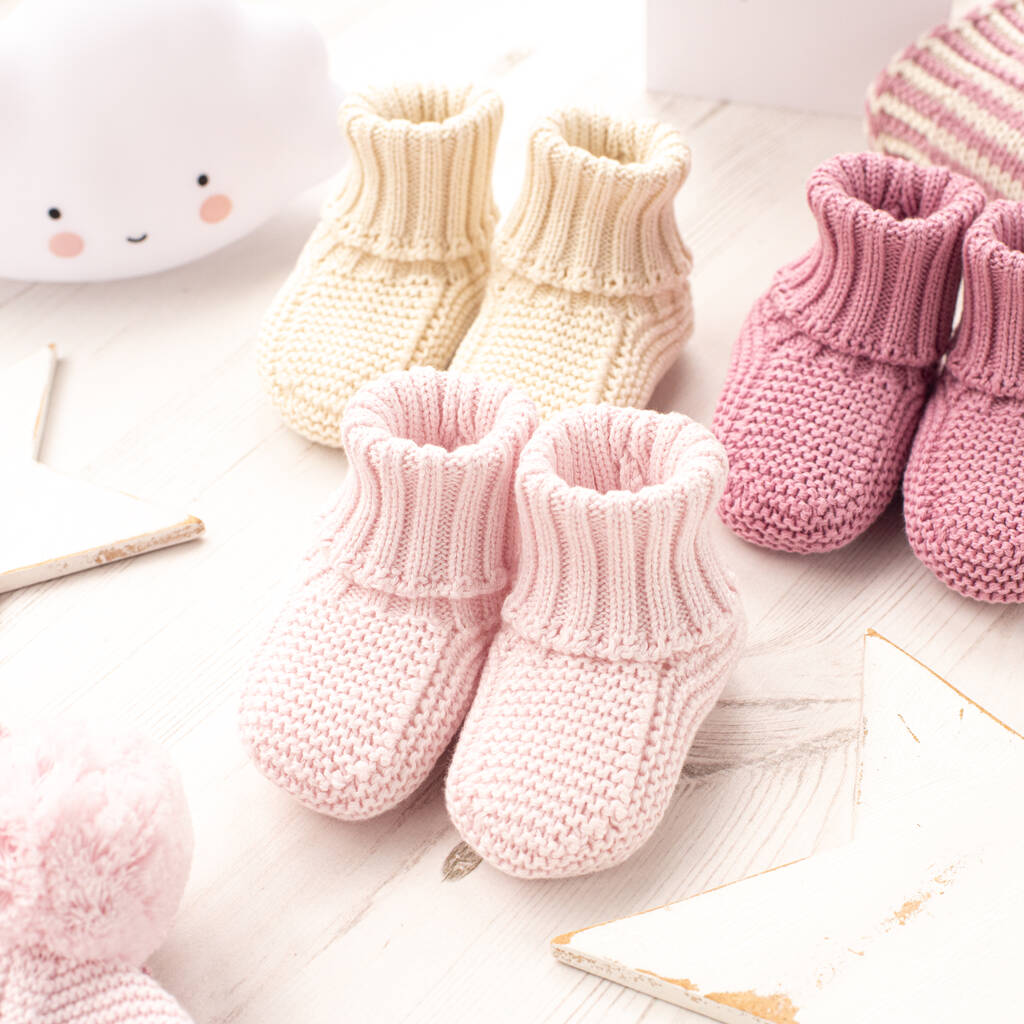 Toffee Moon Baby Girl Knitted Booties, 1 of 12
