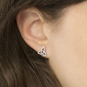 Sterling Silver Celtic Triquetra Stud Earrings, 2 of 3