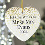 Mr And Mrs 1st Christmas Ceramic Heart, thumbnail 1 of 3