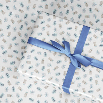 Christmas Blue Gift Wrapping Paper Roll Or Folded, 2 of 3