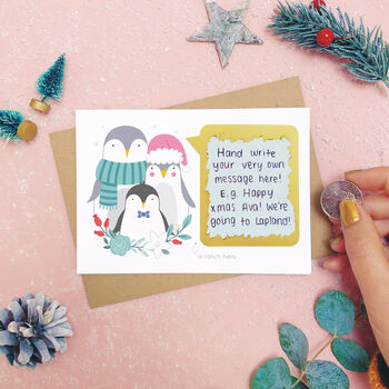 Personalised Penguin Family Christmas Scratch Card, 5 of 11