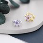 Lilac Purple Cz Flower Ear Cuff In Sterling Silver, thumbnail 1 of 9