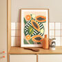 Papaya And Lime Wall Art | Hand Painted Tropical Fruit Print, thumbnail 1 of 12
