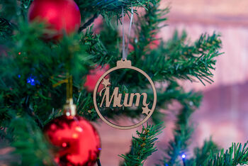 Personalised Name Wooden Christmas Decoration Bauble, 3 of 3
