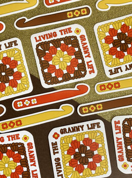 Granny Life Crochet Square And Hook Vinyl Stickers, 6 of 8