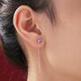 Amethyst Purple Bezel Cz Crystal Threader Earrings, thumbnail 7 of 11