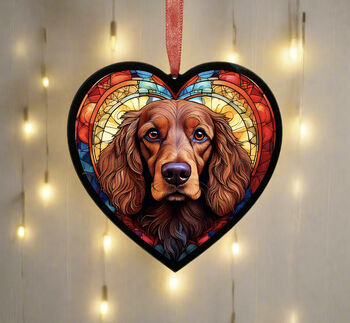 Working Cocker Spaniel Stained Glass Effect Heart Suncatcher, 5 of 5
