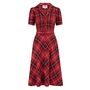 Lisa Dress In Cotton Red Check 1940s Vintage Style, thumbnail 1 of 3