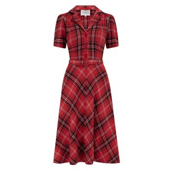 Lisa Dress In Cotton Red Check 1940s Vintage Style, 2 of 3