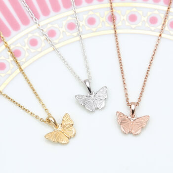 18ct Gold Plated Or Silver Tiny Butterfly Necklace, 2 of 4