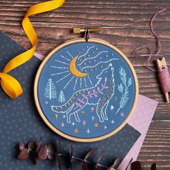 Celestial Wolf Mini Embroidery Kit, 3 of 4