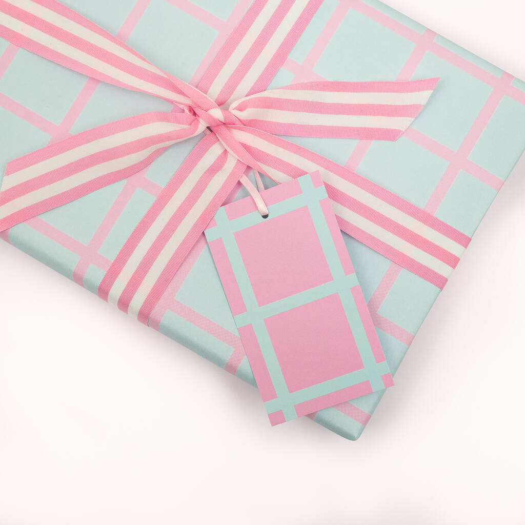 Pink Grid Gift Tags, 1 of 3