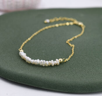 Sterling Silver Skinny Natural Pearl Bracelet, 5 of 12