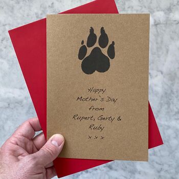 Personalised Dog Paw Print Mother's Day Card, 3 of 3