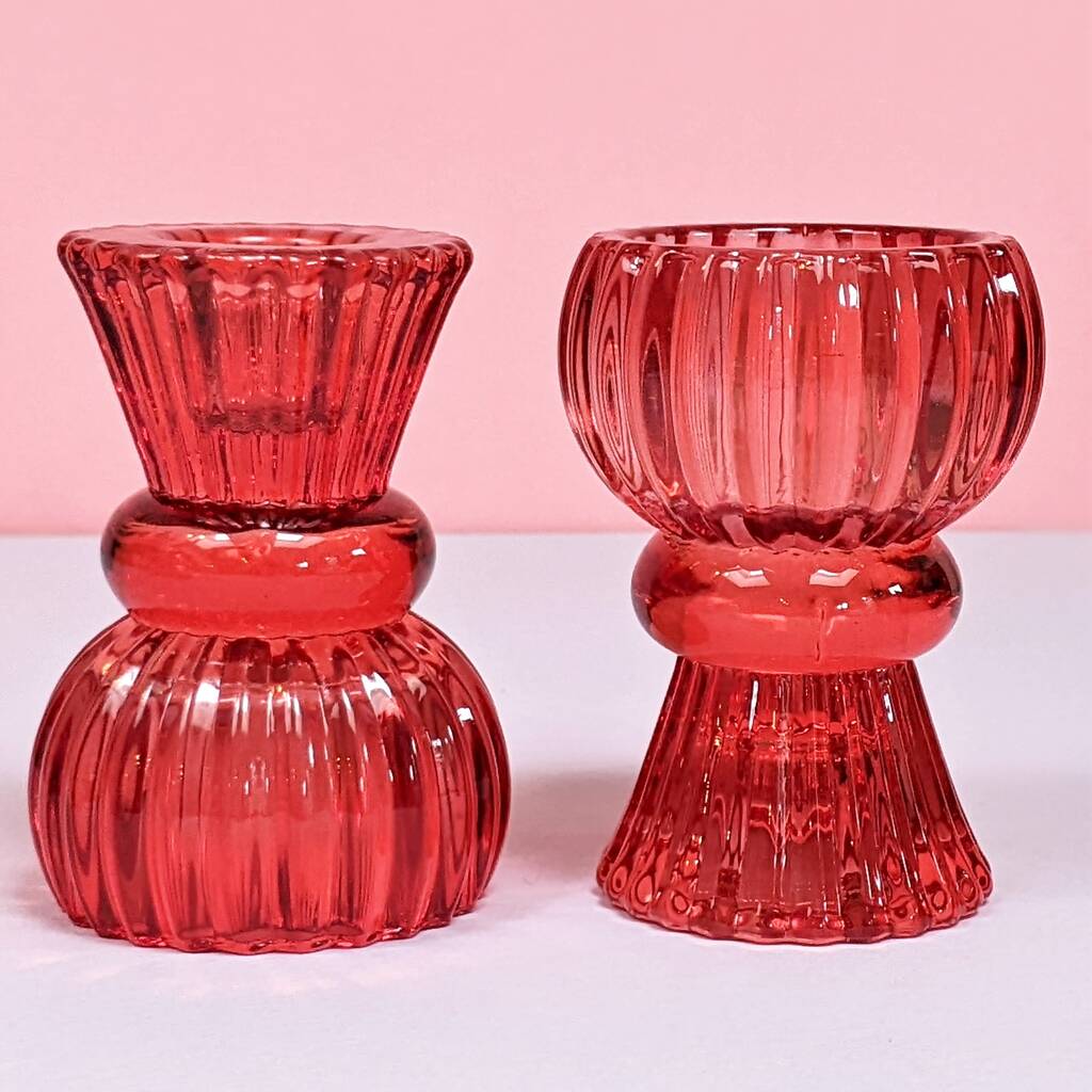 Coloured Double Ended Candlesticks And Candles Gift Set By Dolly's