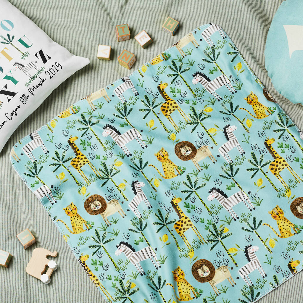 Personalised Safari Jungle Baby Blanket By TillieMint