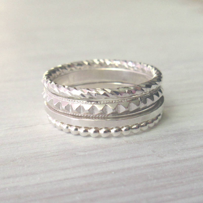 create your own silver stacking ring set by marion made ...