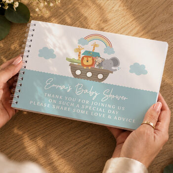Christening Guest Book Baptism Memory Book Noahs Ark Animals, 3 of 6