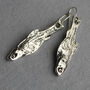 Silver Sardine Fish Drop Earrings, thumbnail 2 of 9