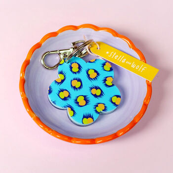 Green And Orange, Leopard Print Mirror Keyring, 5 of 8