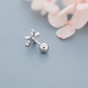 Sterling Silver Pink Cz Flower Barbell Earrings, 2 of 12