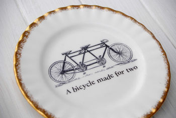 'A Bicycle Made For Two' Tandem Vintage China Plate, 2 of 4