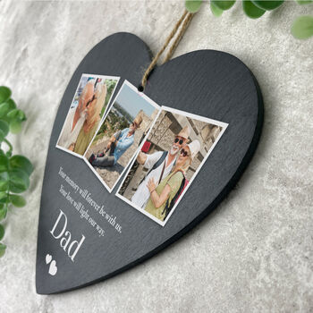 Personalised Photo Memorial Slate Hanging Heart Decoration 15 X 16cm, 2 of 6