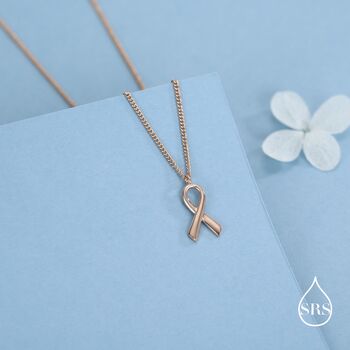 Sterling Silver Awareness Ribbon Necklace, 2 of 12