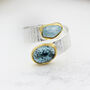 Aquamarine And Kyanite Gemstone Textured Silver Ring, thumbnail 1 of 5