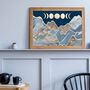 Gold Moon Cycle Phase Two Mountain Wall Art Print, thumbnail 2 of 3