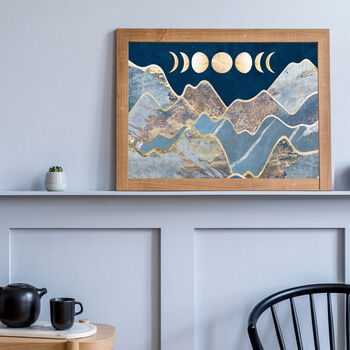 Gold Moon Cycle Phase Two Mountain Wall Art Print, 2 of 3