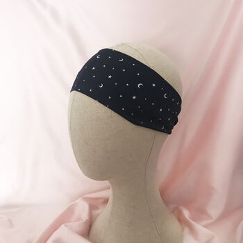 Navy Star Print Silk Anya Headband, 4 of 4