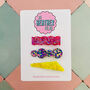 Pink, Blue And Yellow Glitter Assorted Resin Hair Clips, thumbnail 1 of 4