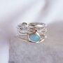Statement Silver Ring With Larimar And Pearl, thumbnail 3 of 8