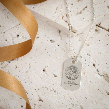 Skinny Dog Tag Personalised St Christopher Necklace, 4 of 11