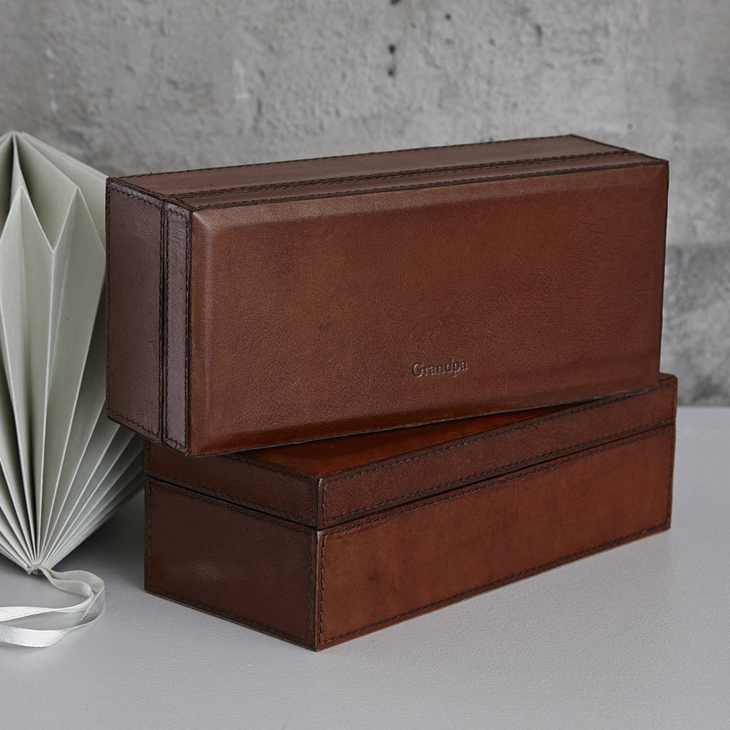 personalised leather desk tidy box by life of riley ...