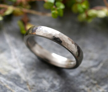 3mm Platinum Wedding Band With Hammer Effect, 3 of 4