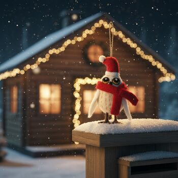 Handmade Felt Snowy The Owl Decoration, 3 of 4