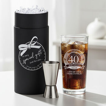 Personalised 40th Birthday Highball Glass And Gift Set, 2 of 4