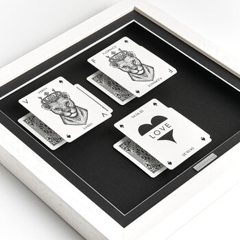 Personalised Lesbian Couples Gift Royal Lioness Playing Cards Frame, 2 of 9